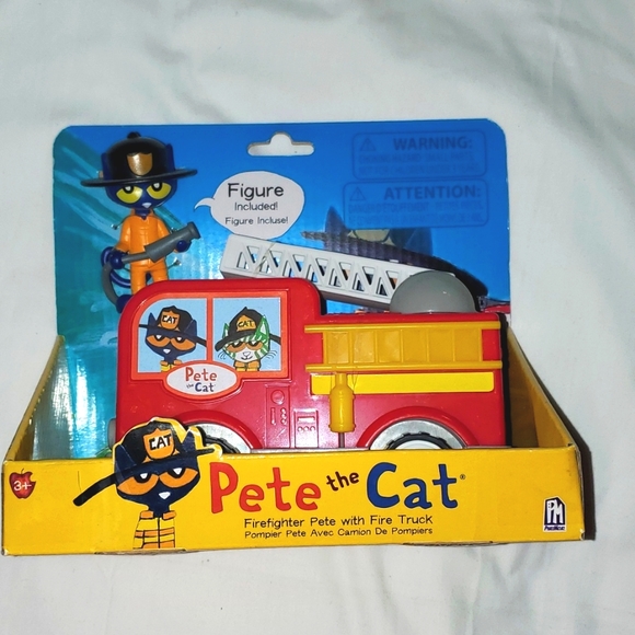 : NWT Pete the Cat: Firefighter Pete with Fire truck fireman - Picture 3 of 10